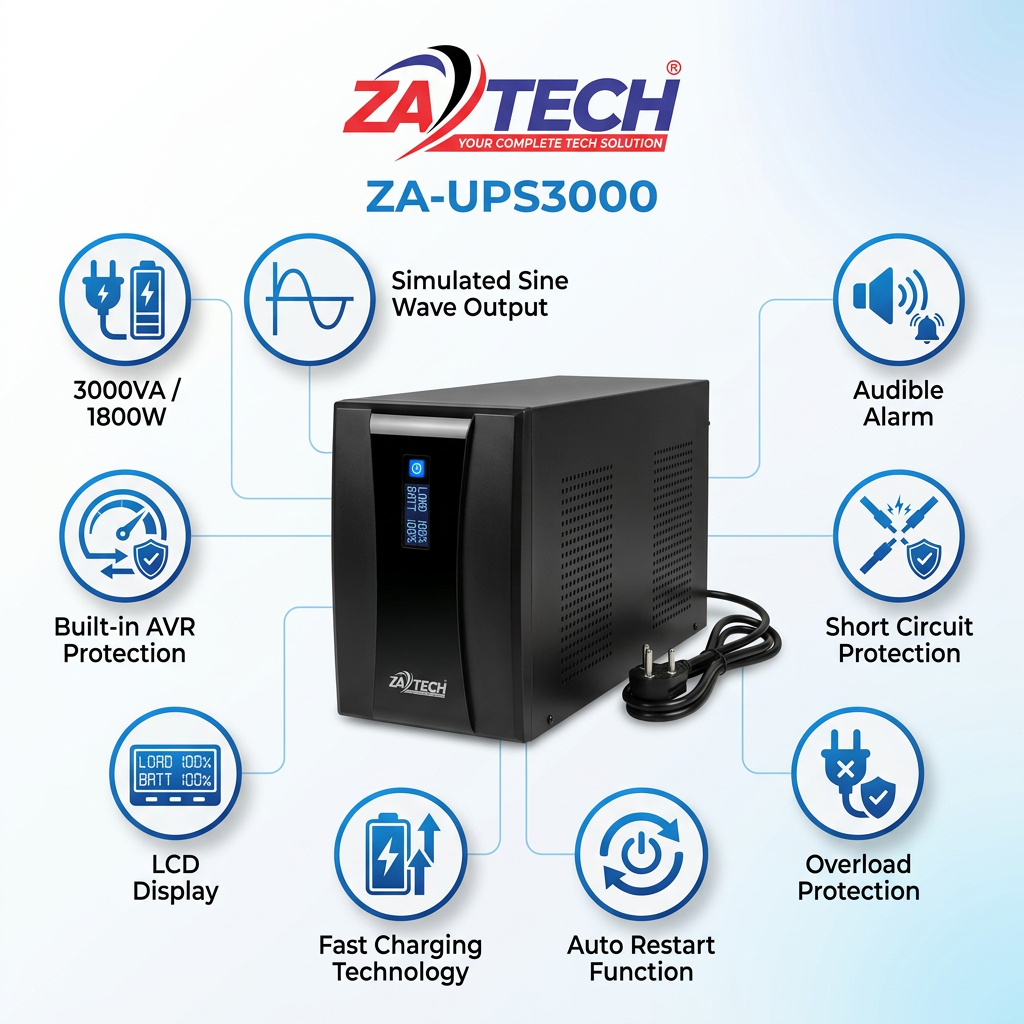 ZATECH 3000VA/1800W Power Backup