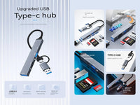 TYPE C/Usb-Usb 3.0 X 2-Sd-Tf-Tc Card Rea