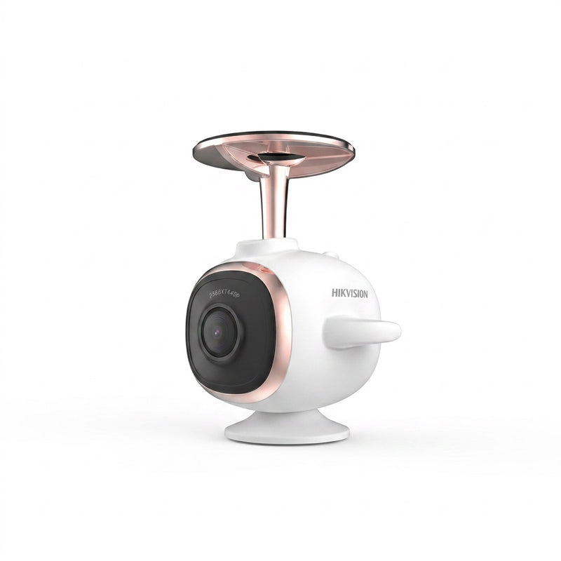 Hikvision AE-DC4015-F5 dashcam studio shot showing its round lens and ceiling mount