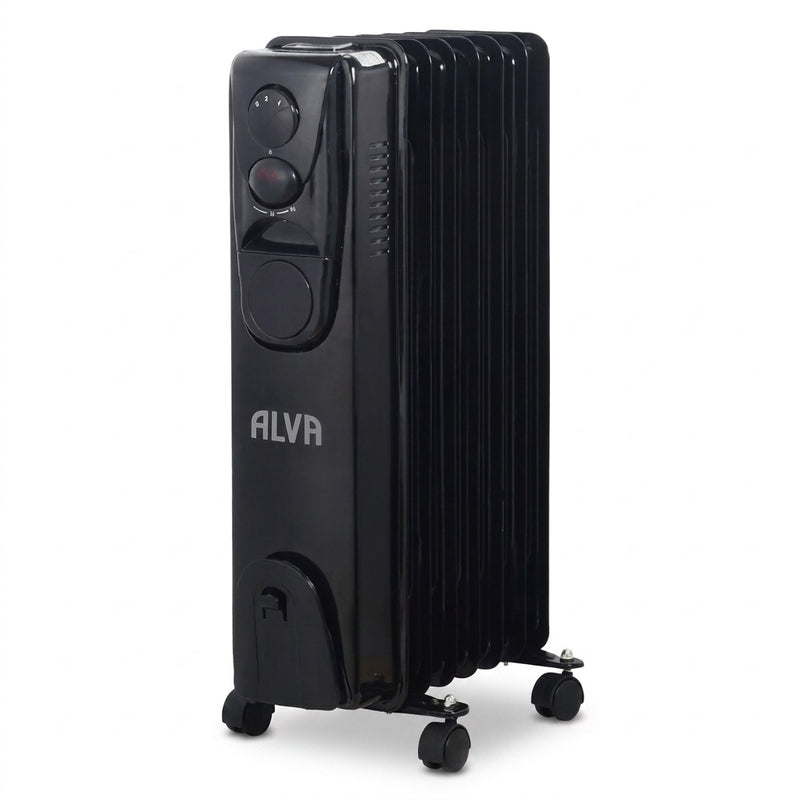 ALVA AOH201-7 7-fin 1500W oil-filled heater in gloss black