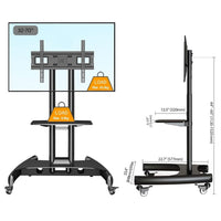 ZATECH Height-Adjustable Mobile TV Cart 32-70" - Heavy Duty, 45.5kg