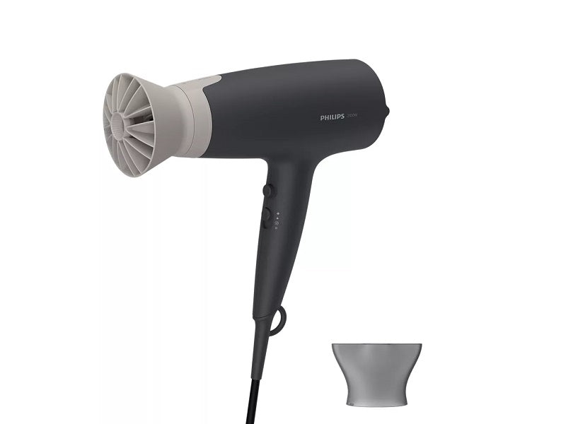 Philips 3000 Series 2100W hair dryer, side view of the matte black body