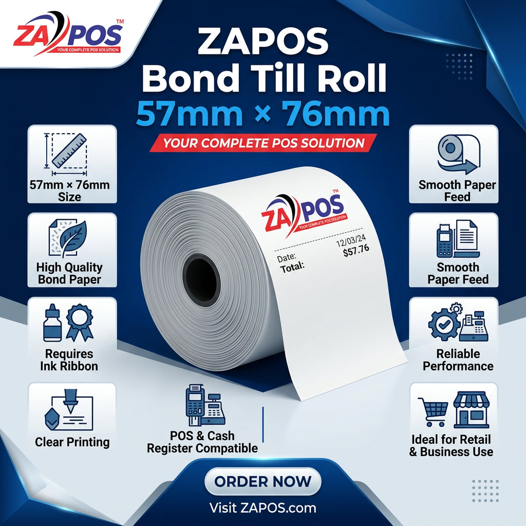 Bond Till Roll 57 x 76mm - Paper Receipt Roll for Adding Machines & Cash Registers – view 2
