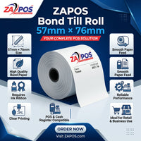 Bond Till Roll 57 x 76mm - Paper Receipt Roll for Adding Machines & Cash Registers – view 2
