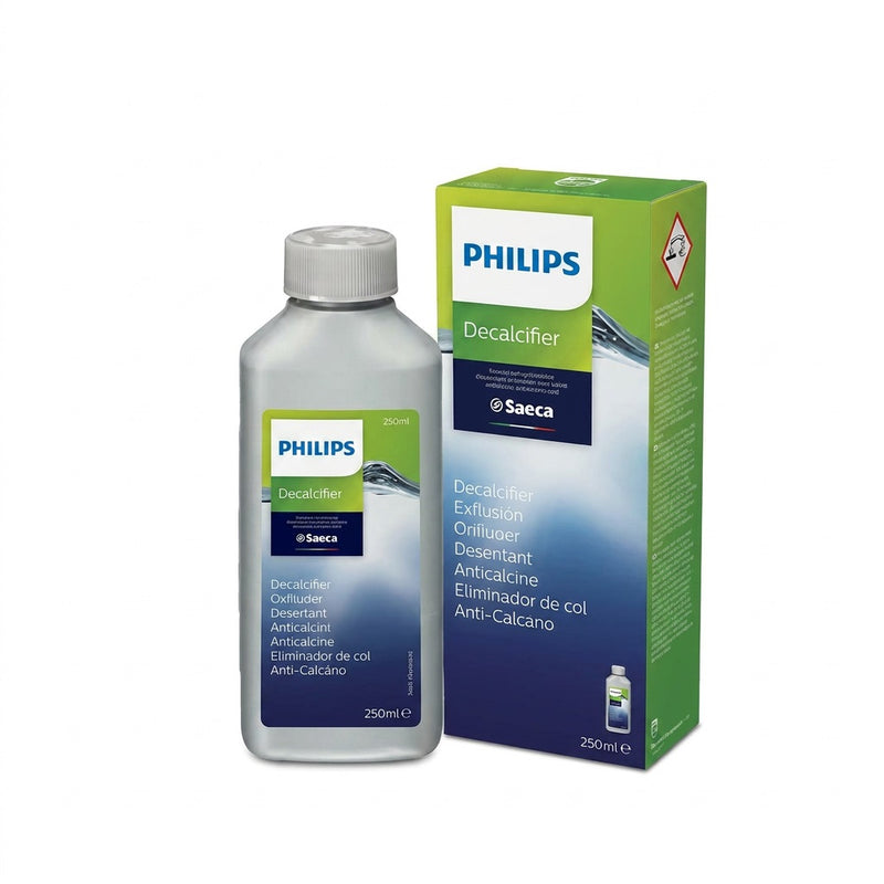 Philips Saeco Descaler CA6700/55 bottle and retail box shown side by side