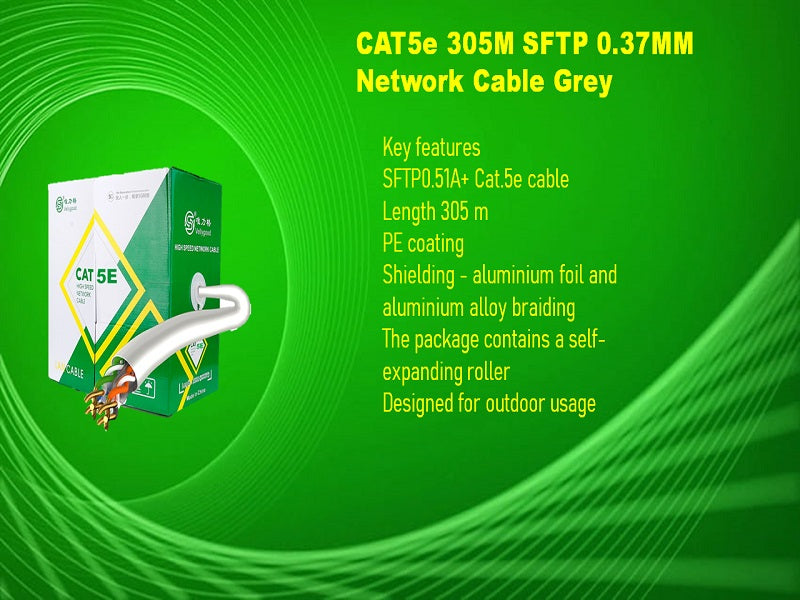 Alcell CAT5e SFTP Network Cable 305m Grey - 0.51mm, Outdoor Shielded – view 2