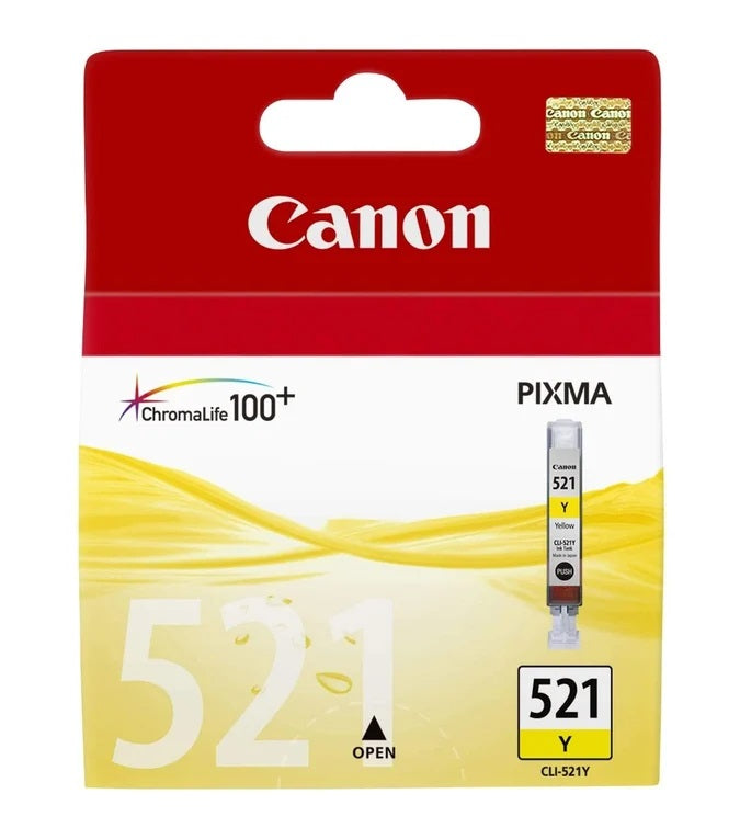 Canon CLI-521 Yellow Ink Cartridge - Original Pigment Ink, ChromaLife100