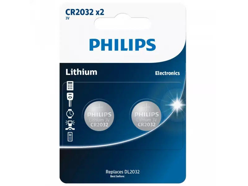 PHILIPS Lithium Cr2032P1 3.0V Batt X 2Pc