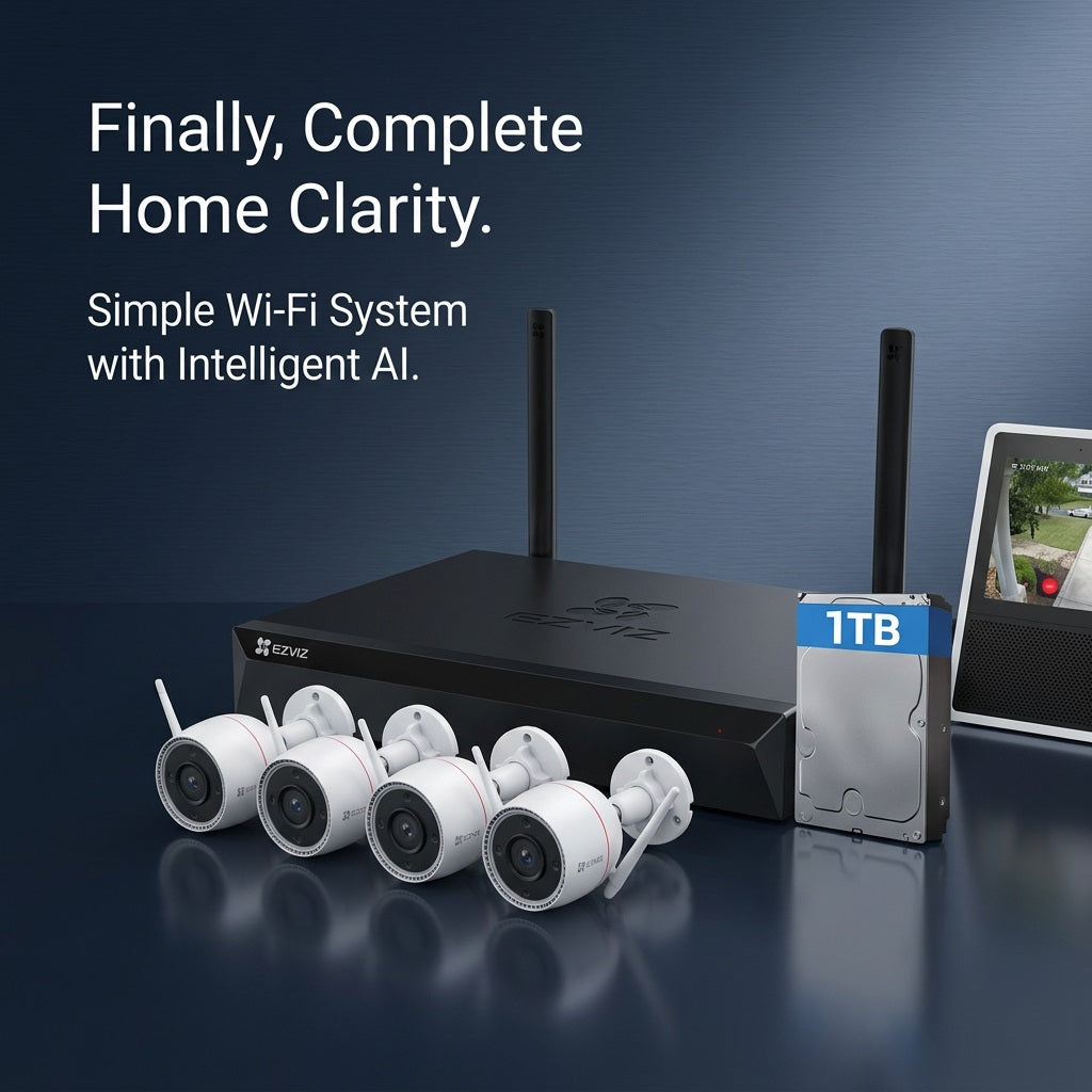 EZVIZ 4-Channel 3MP Wireless CCTV Kit with 1TB Storage - 30m Night Vision