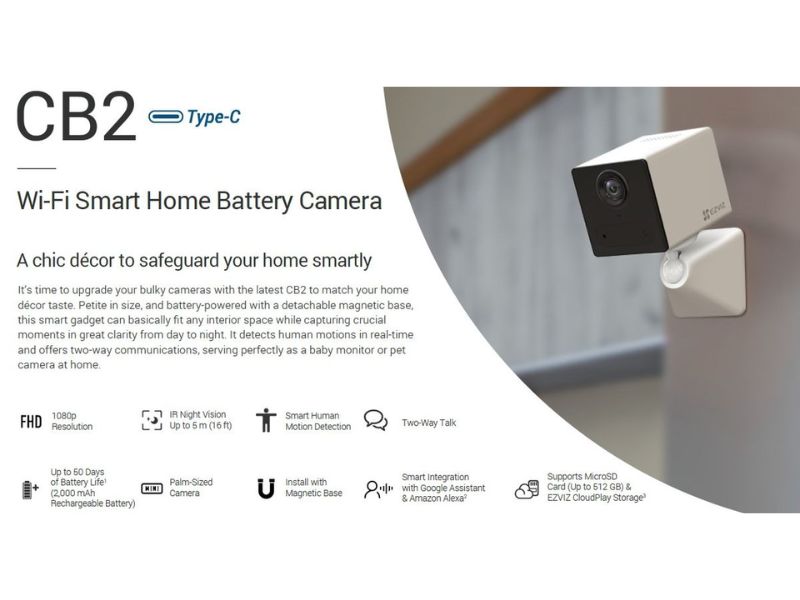 EZVIZ CB2 Smart Home Battery Camera Wht