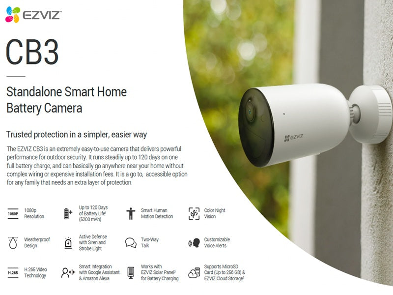 EZVIZ Cb3 2K Smart Home Battery Camera