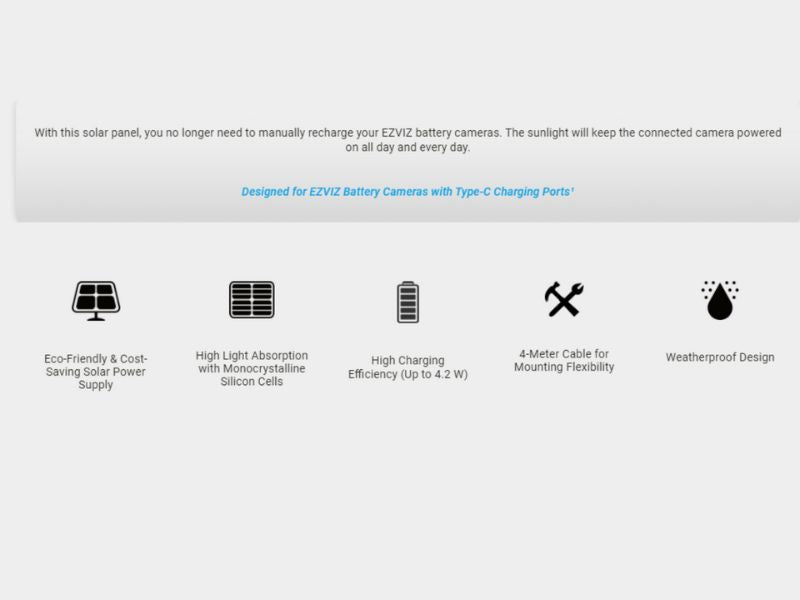 EZVIZ Type-C Solar Panel For Smart