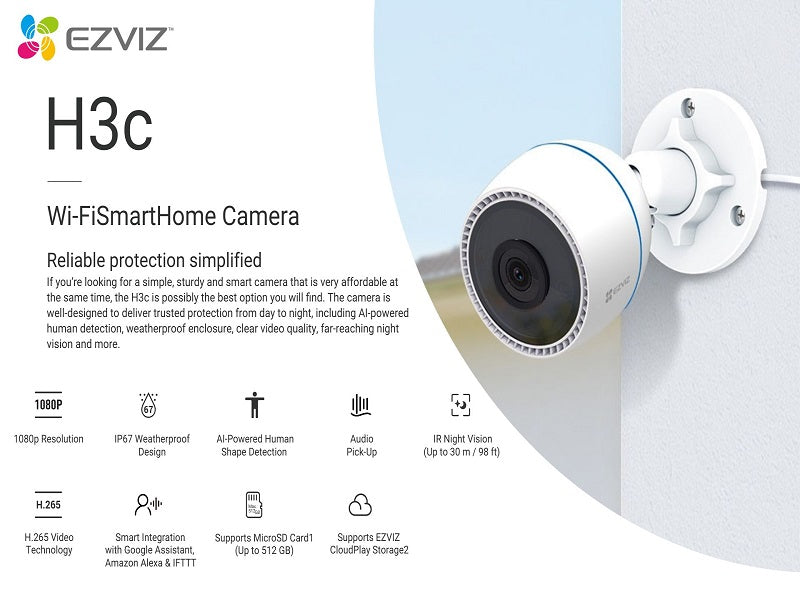 EZVIZ Cs-H3c-2Mp 4Mm Smart Home Camera