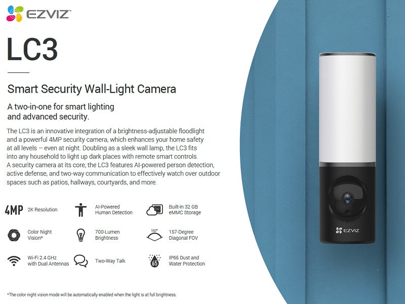 EZVIZ Cs-Lc3-4Mp Smartsecurity Light Cam