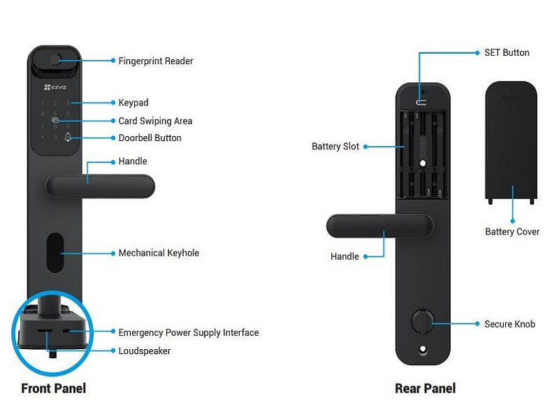 EZVIZ Lt70 Smart Fingerprint Lock Black