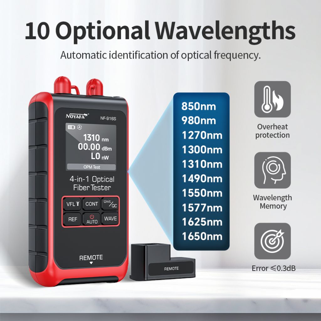 NOYAFA NF-916 4-in-1 fibre optic power meter and visual fault locator (view 2)