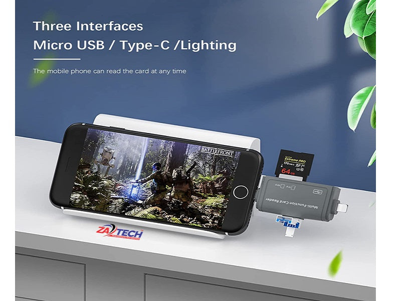 USB-C/USB-A/LIGHTNING Card Reader