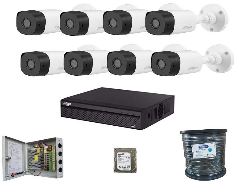 DAHUA 8Ch 2Mp Bul Kit With 100M Cab