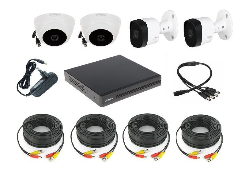 DAHUA 4Ch 1Mp Dome+Bullet Kit With 10M