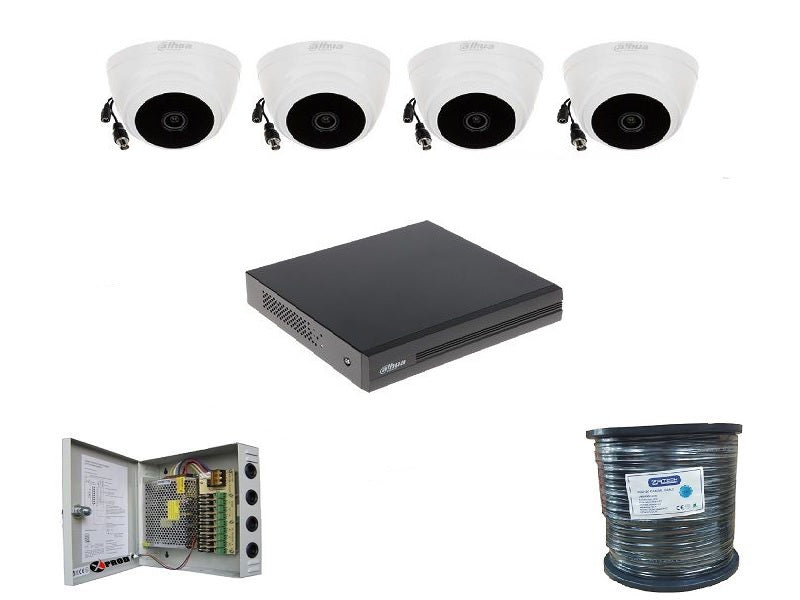 DAHUA 4Ch 1Mp Dome Kit With 100M Cable