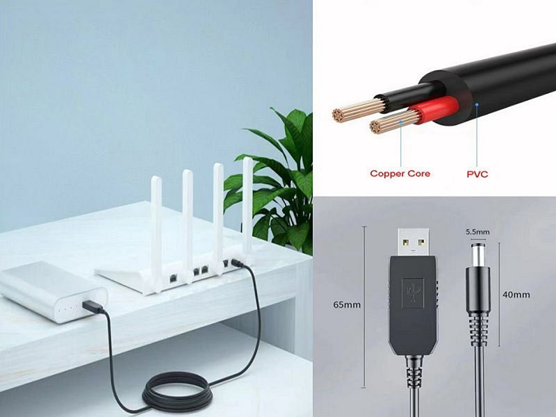 USB To Dc Cable 5V To 12V 5.5*2.5Mm 1M