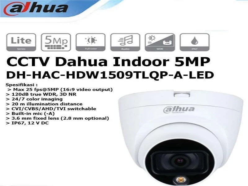 DAHUA 5Mp Dome Full Color Camera 3.6mm