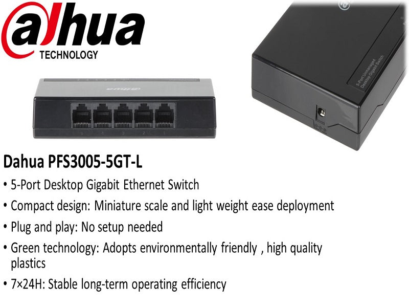 DAHUA 5 Port Unmanaged Gigabyte  Switch