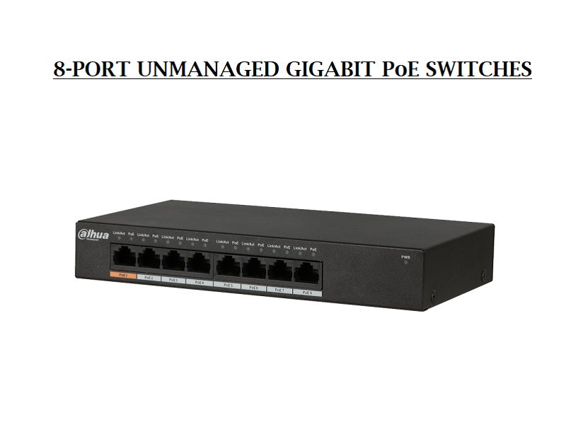 DAHUA 8P Unmanaged Gigabit Switch + 8Poe