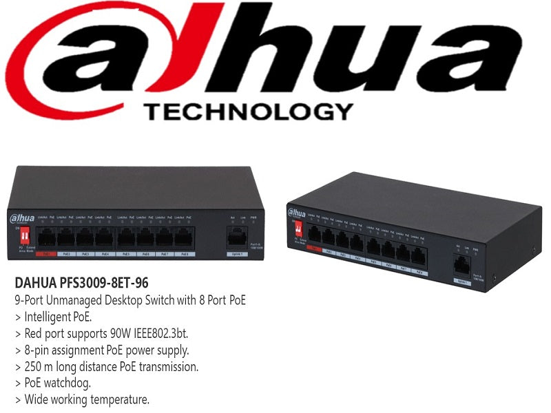 DAHUA 8P Unmanag Desktop Switch +8Poe