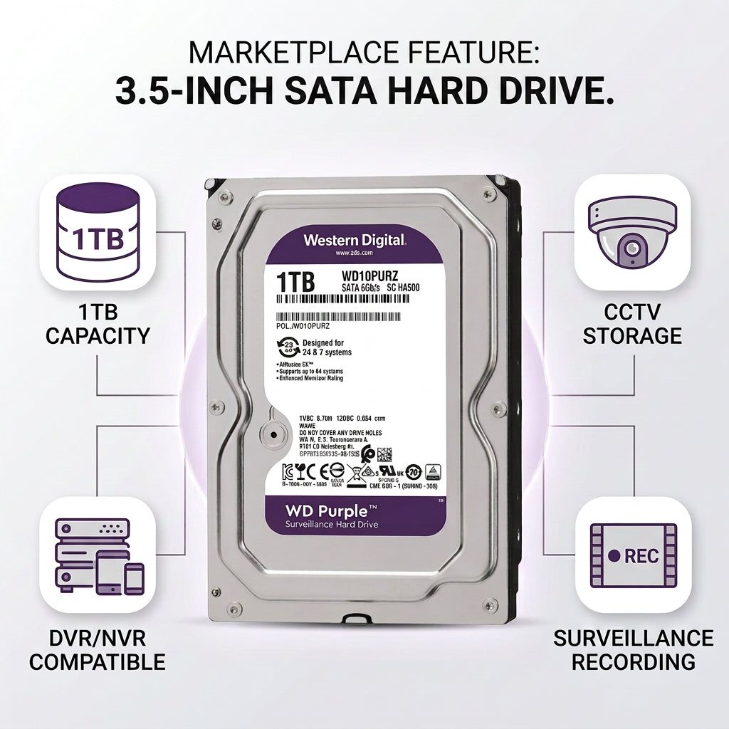 Western Digital WD Purple 1TB 3.5 inch surveillance hard drive (view 3)