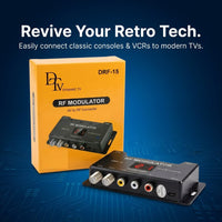 DTV DRF-15 RF modulator, audio video to RF converter (view 2)