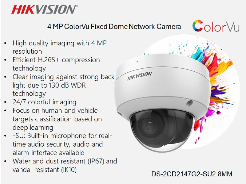 HIKVISION Ip Dome 4Mp Colorvu 2.8Mm