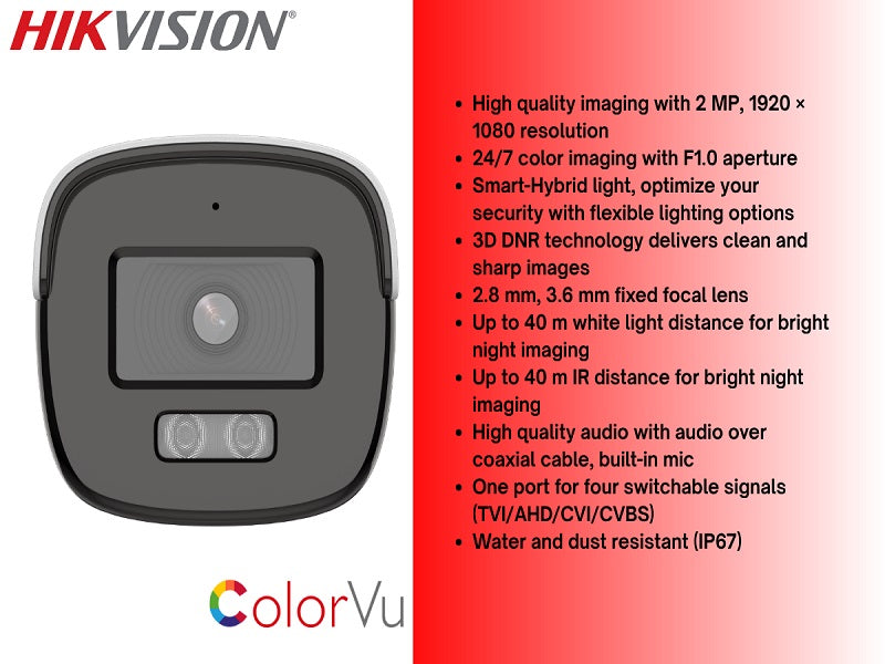 Hikvision 2Mp Colorvu Bullet 3.6Mm 40M