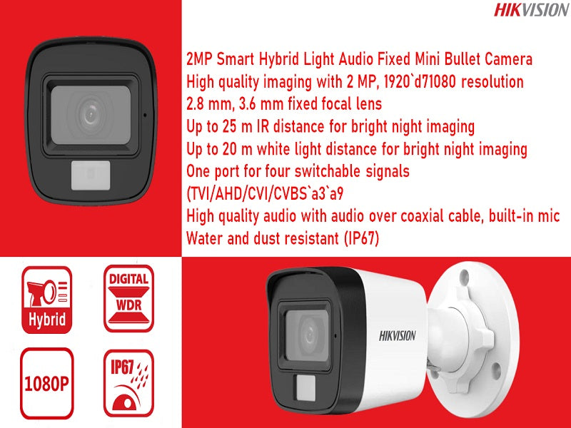 Hikvision 2Mp Bullet Audio Camera 2.8Mm
