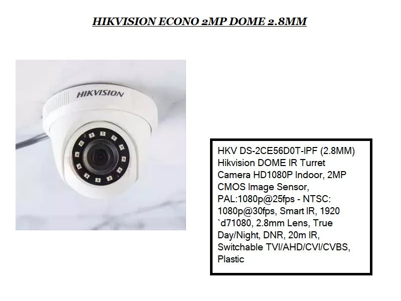 HIKVISION Econo 2Mp Dome 2.8Mm