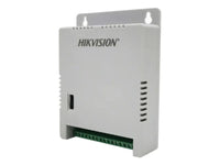 Hikvision DS-2FA1205-C8 8-channel power supply, three-quarter view of the case and vents