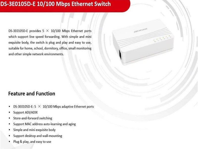 Hikvision 4 Port Ethernet Switch