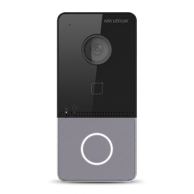 Hikvision DS-KV6113-WPE1(C) villa door station front view showing camera lens and call button