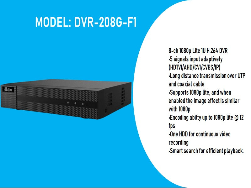 HILOOK 8Ch 1080P Lite 1U Dvr 208G