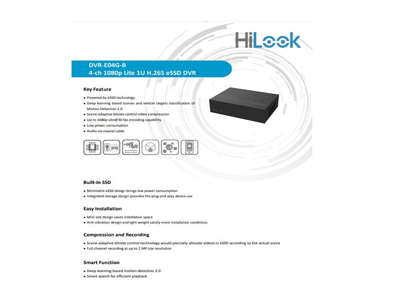 Hilook 4Ch E-Dvr Built In 330Gb Ssd