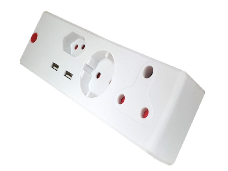 ELECTRICMATE 3 Way Adaptor + 2 Usb 2.1A