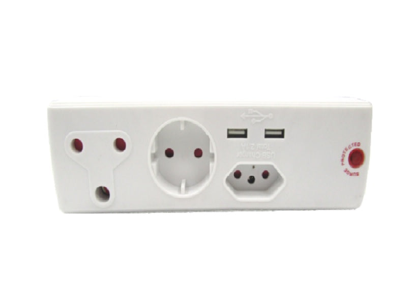 ELECTRICMATE 3 Way Adaptor + 2 Usb 2.1A