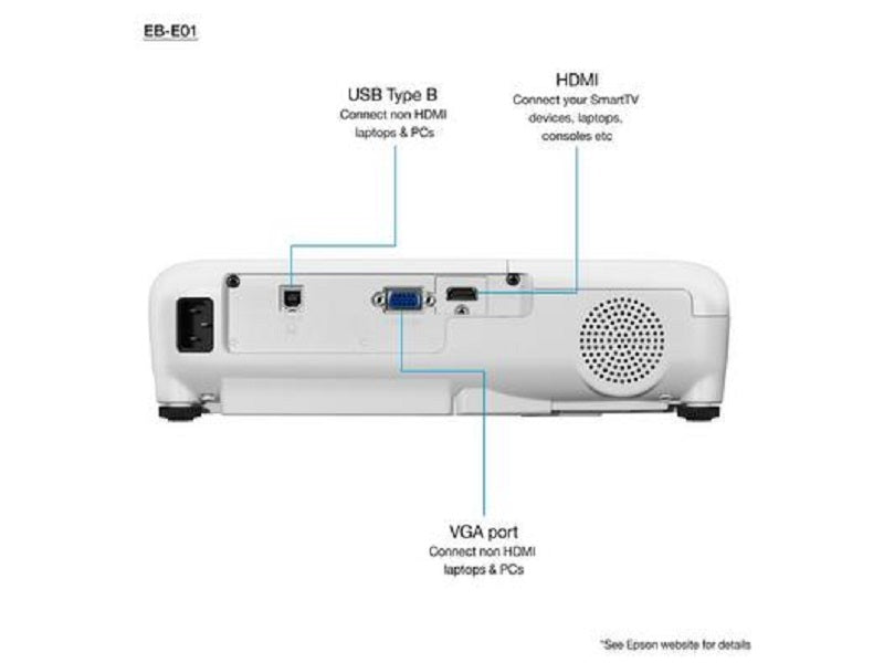 EPSON Eb-E01 Xga Projector Model H971B