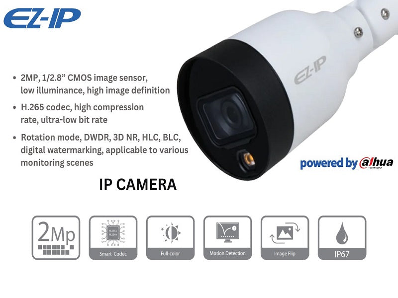 DAHUA Ez Ip 2mp Color Bullet Camera 2.8