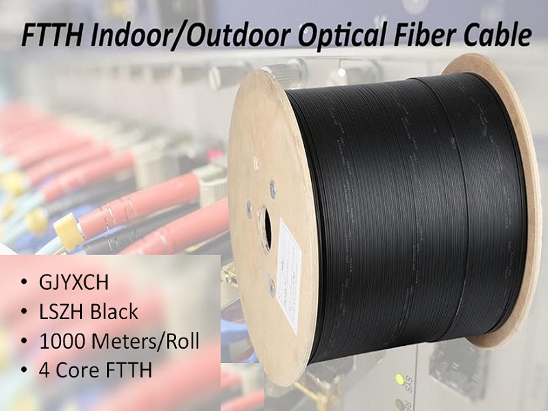 FTTH Outdoor 4 Core Drop Cable 1000 Mtr