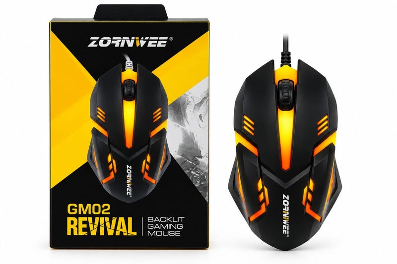 Zornwee Wired Gaming Mouse (GM-02) - 1600 DPI, Optical, USB, Ergonomic