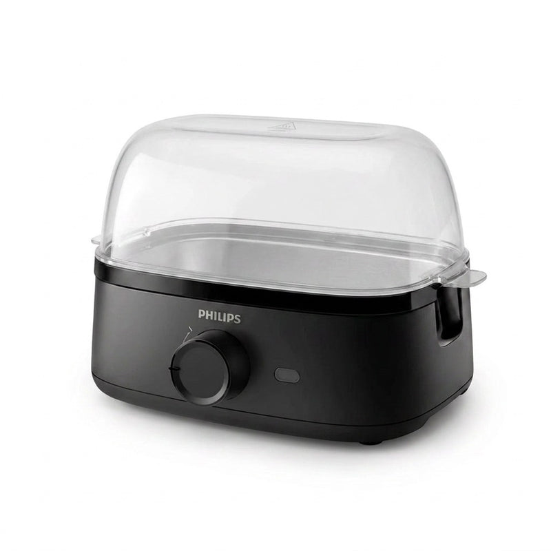 Philips HD9137/90 egg cooker front view with clear dome lid and dial control