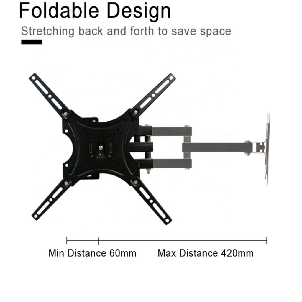 Swing Arm TV Wall Mount Bracket 14" to 55" - Cold-Rolled Steel, Telescopic – view 3