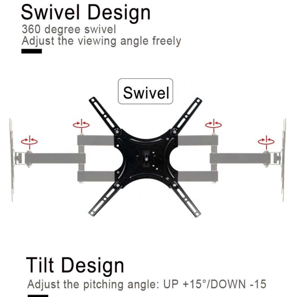 Swing Arm TV Wall Mount Bracket 14" to 55" - Cold-Rolled Steel, Telescopic – view 4