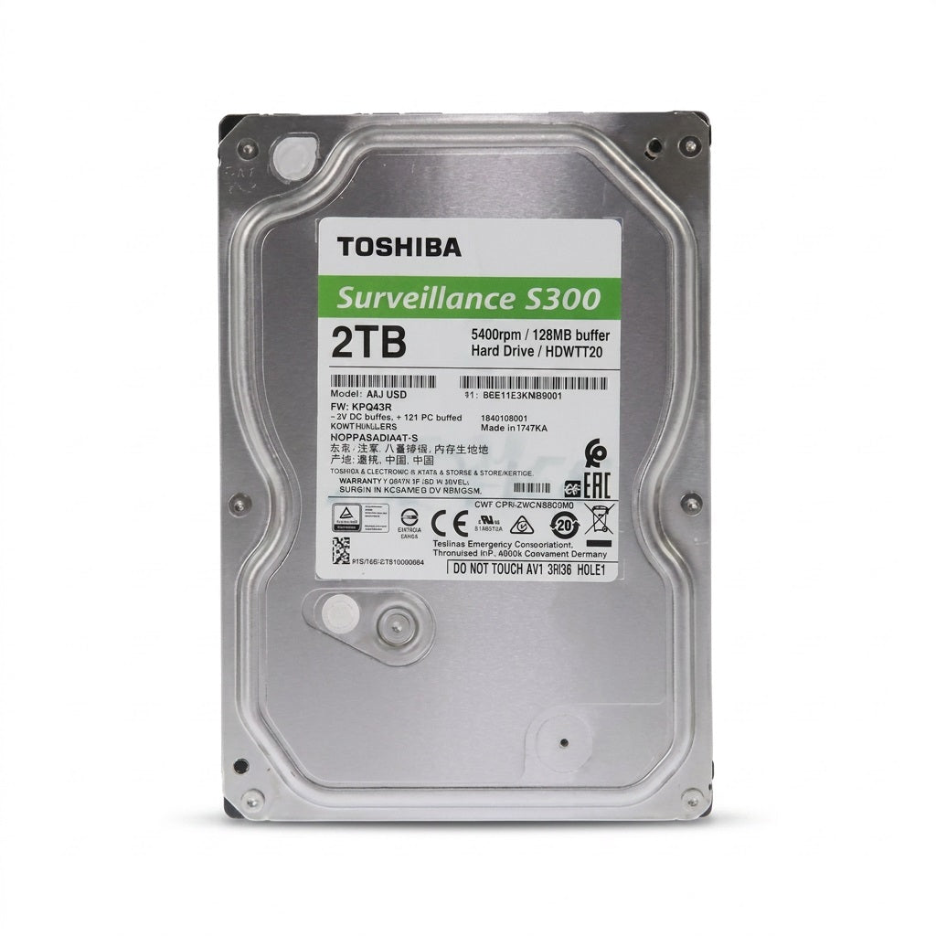 Toshiba S300 2TB 3.5" Surveillance Hard Drive - SATA, 24/7, Up to 64 Cameras (HDWT720UZSVA)